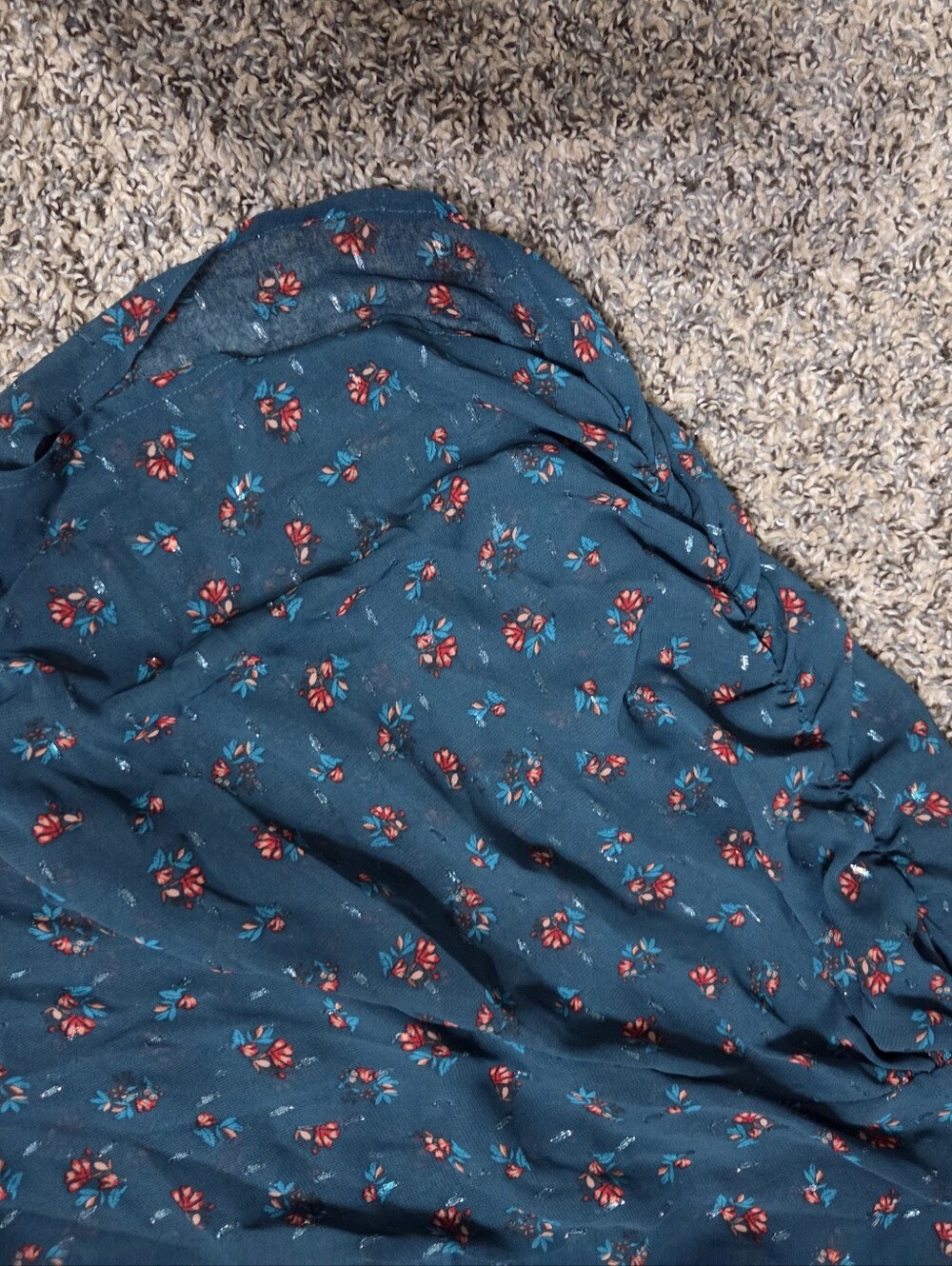 Teal Floral Short-Sleeve Dress - Picture 4 of 5